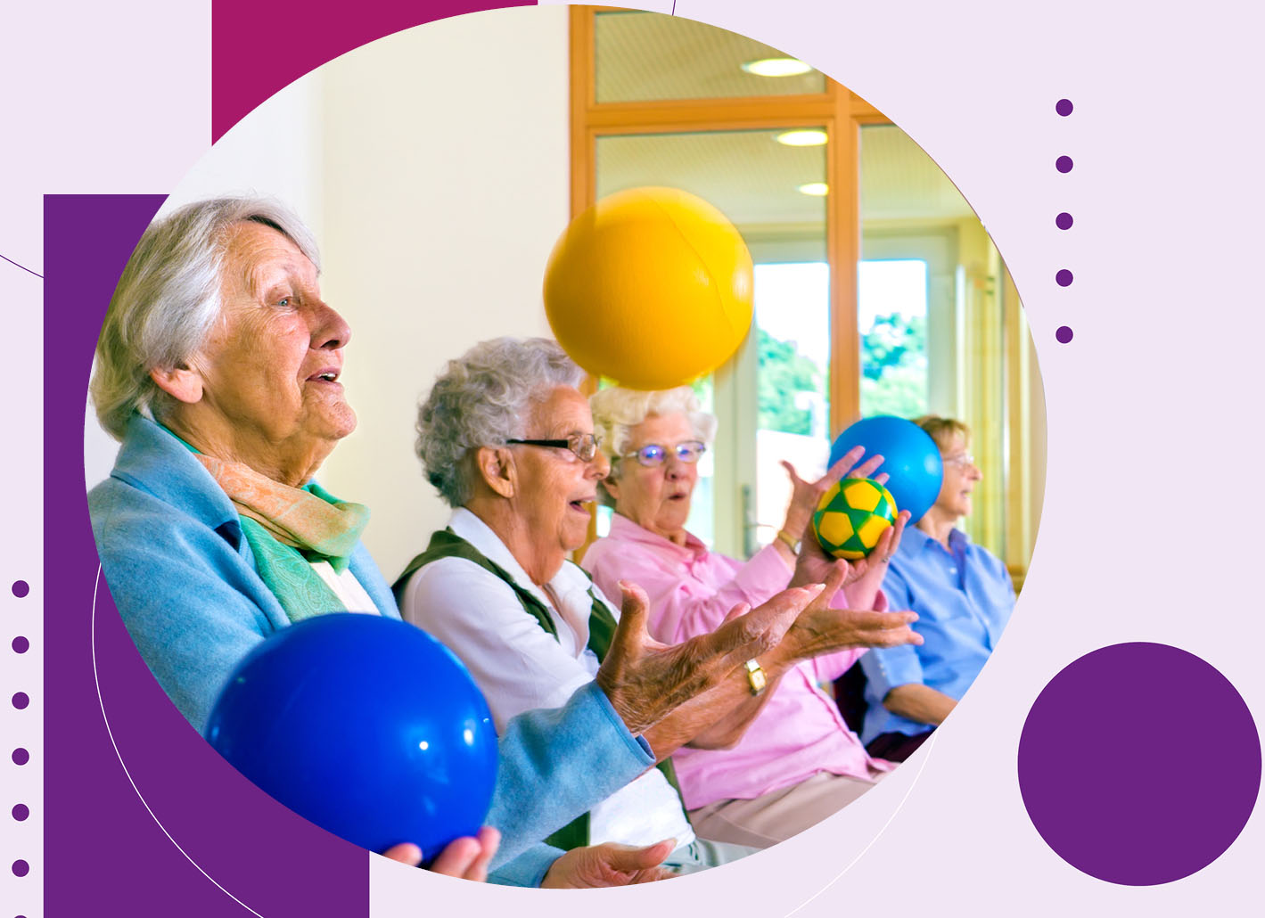 A photo of some older ladies doing physiotherapy